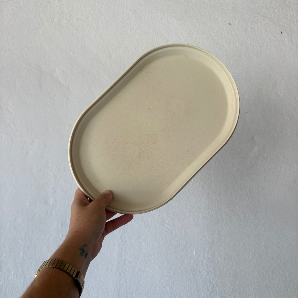 Vintage Tupperware 1327-8 Almond Cream Oval Serving Tray Platter